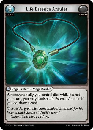 Life Essence Amulet (005) [2022 Demo Deck] Grand Archive Single Weebs of the Shore