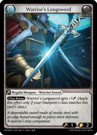 Warrior's Longsword (009) [2022 Demo Deck] Grand Archive Single Weebs of the Shore