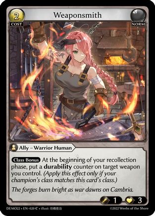 Weaponsmith (020) [2022 Demo Deck] Grand Archive Single Weebs of the Shore