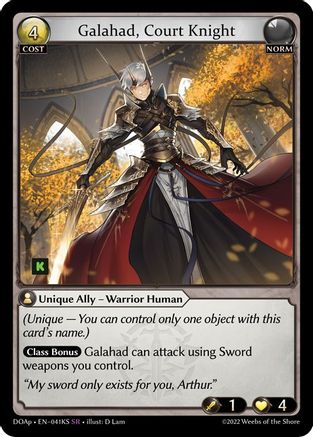 Galahad, Court Knight (041KS) [Dawn of Ashes Prelude] Grand Archive Single Weebs of the Shore