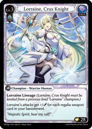 Lorraine, Crux Knight (005) [Dawn of Ashes Prelude] Grand Archive Single Weebs of the Shore