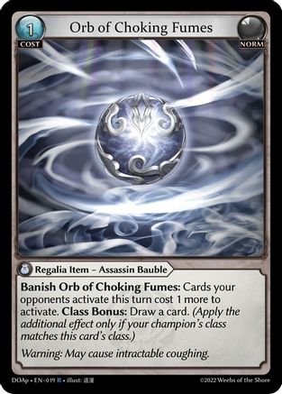 Orb of Choking Fumes (019) [Dawn of Ashes Prelude] Grand Archive Single Weebs of the Shore