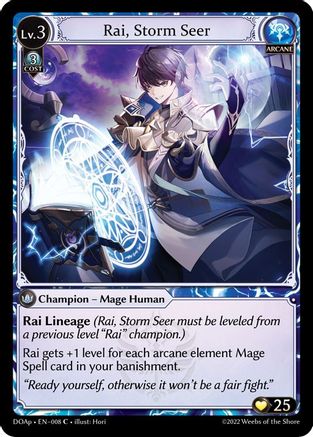 Rai, Storm Seer (008) [Dawn of Ashes Prelude] Grand Archive Single Weebs of the Shore