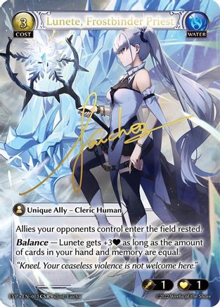 Lunete, Frostbinder Priest (003) [Dawn of Ashes Event Pack] Foil Grand Archive Single Weebs of the Shore