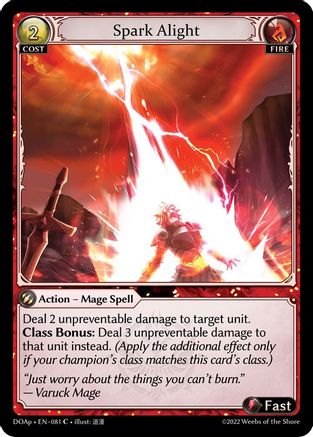 Spark Alight (081) [Dawn of Ashes Prelude] Grand Archive Single Weebs of the Shore