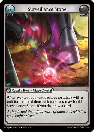 Surveillance Stone (023) [Dawn of Ashes Prelude] Grand Archive Single Weebs of the Shore