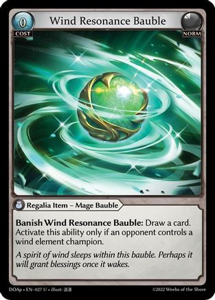 Wind Resonance Bauble (027) [Dawn of Ashes Prelude] Grand Archive Single Weebs of the Shore