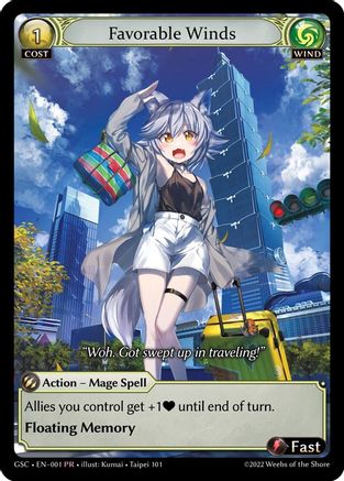 Favorable Winds (001) [Region Exclusive Promotional Cards] Grand Archive Single Weebs of the Shore