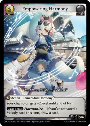 Empowering Harmony (002) [Region Exclusive Promotional Cards] Grand Archive Single Weebs of the Shore