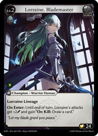 Lorraine, Blademaster (001) [Kickstarter Promotional Cards] Foil Grand Archive Single Weebs of the Shore