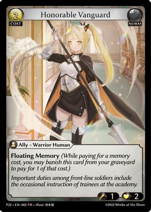 Honorable Vanguard (002) [Promotional Cards] Grand Archive Single Weebs of the Shore