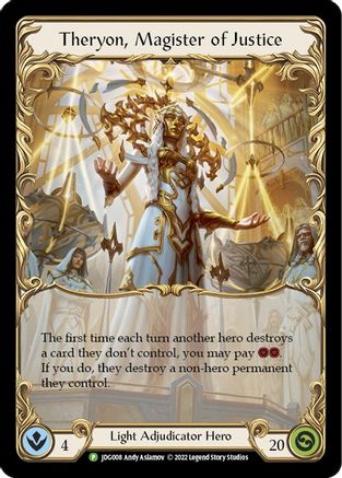 Theryon, Magister of Justice [JDG008] (Promo)  Rainbow Foil Flesh And Blood Single Flesh And Blood   