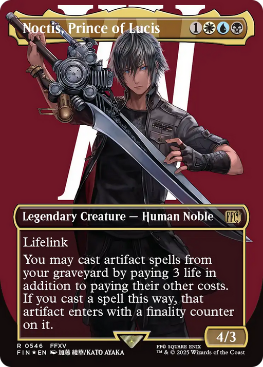 Noctis, Prince of Lucis (Surge Foil) (FIN-546) [FINAL FANTASY] (Borderless) Foil MTG Single Wizards of the Coast