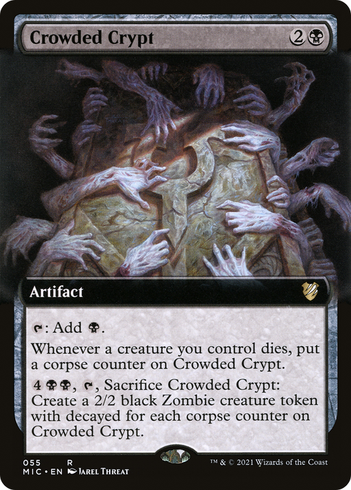 Crowded Crypt (MIC-055) [Midnight Hunt Commander] (Extended Art) MTG Single Wizards of the Coast