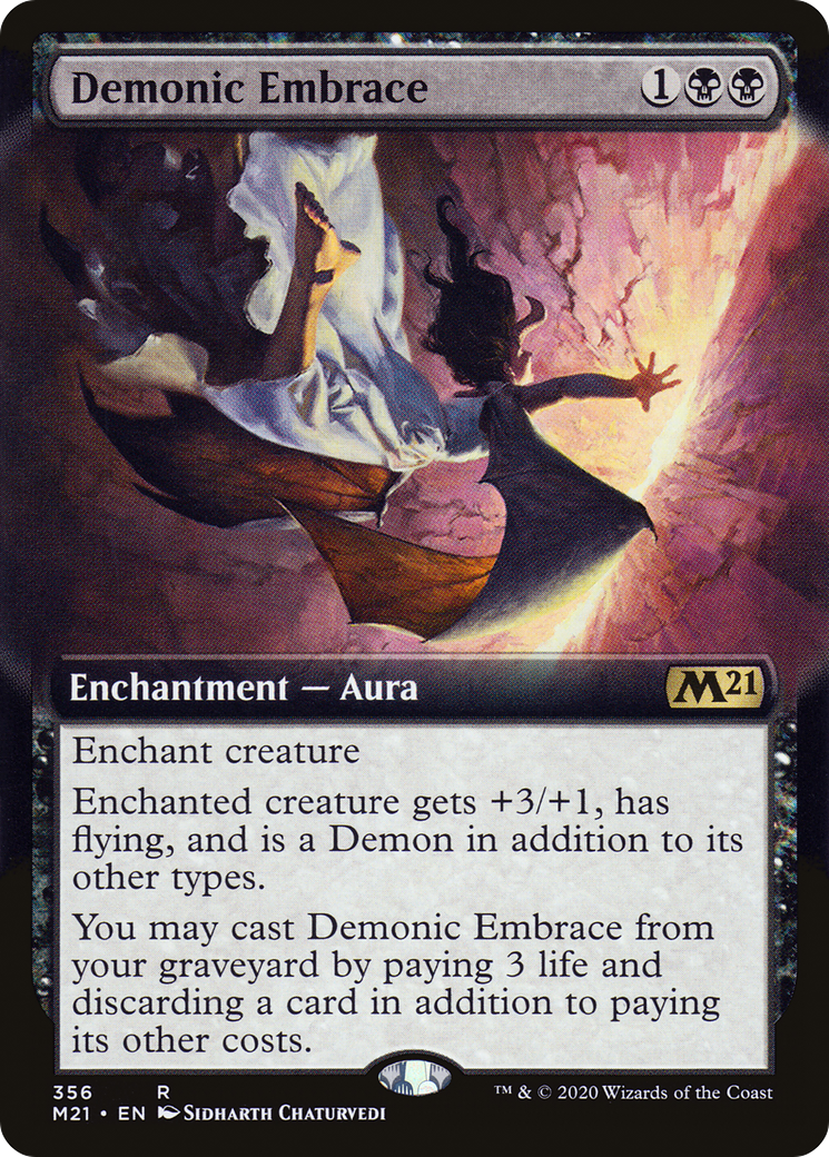 Demonic Embrace (M21-356) [Core Set 2021] (Extended Art) Foil MTG Single Wizards of the Coast