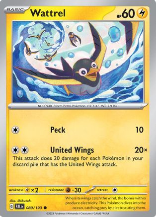 Wattrel - 080/193 Reverse Holofoil [SV: Paldea Evolved] Pokemon Single Pokémon