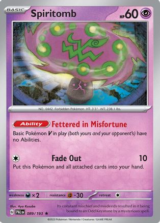 Spiritomb (89) Reverse Holofoil [SV: Paldea Evolved] Pokemon Single Pokémon