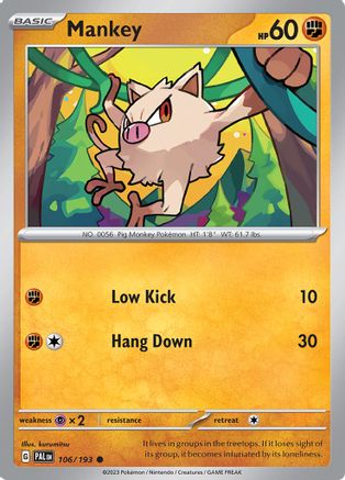 Mankey (106) Reverse Holofoil [SV: Paldea Evolved] Pokemon Single Pokémon