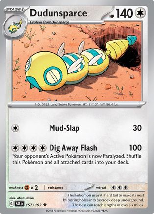 Dudunsparce (157) Reverse Holofoil [SV: Paldea Evolved] Pokemon Single Pokémon