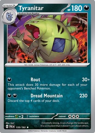 Tyranitar - 135/193 Reverse Holofoil [SV: Paldea Evolved] Pokemon Single Pokémon