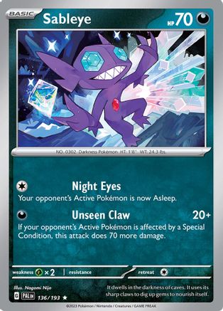 Sableye (136) Reverse Holofoil [SV: Paldea Evolved] Pokemon Single Pokémon