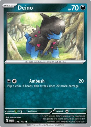 Deino (138) Reverse Holofoil [SV: Paldea Evolved] Pokemon Single Pokémon