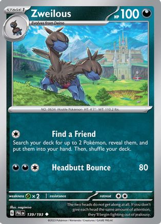 Zweilous (139) Reverse Holofoil [SV: Paldea Evolved] Pokemon Single Pokémon