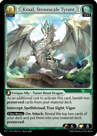 Kraal, Stonescale Tyrant (090) [Fractured Crown] Foil Grand Archive Single Weebs of the Shore