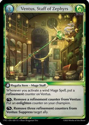 Ventus, Staff of Zephyrs (020) [Fractured Crown] Foil Grand Archive Single Weebs of the Shore