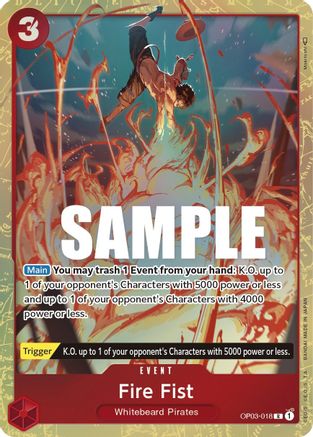 Fire Fist (Alternate Art) (OP03-018) [Pillars of Strength] Foil One Piece Single Bandai