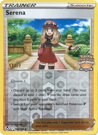 Serena - 164/195 (Regional Championships) [Staff] () Reverse Holofoil [Promos: League & Championship Cards] Pokemon Single Pokémon