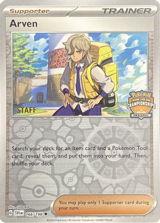 Arven - 166/198 (Regional Championships) [Staff] () Reverse Holofoil [Promos: League & Championship Cards] Pokemon Single Pokémon