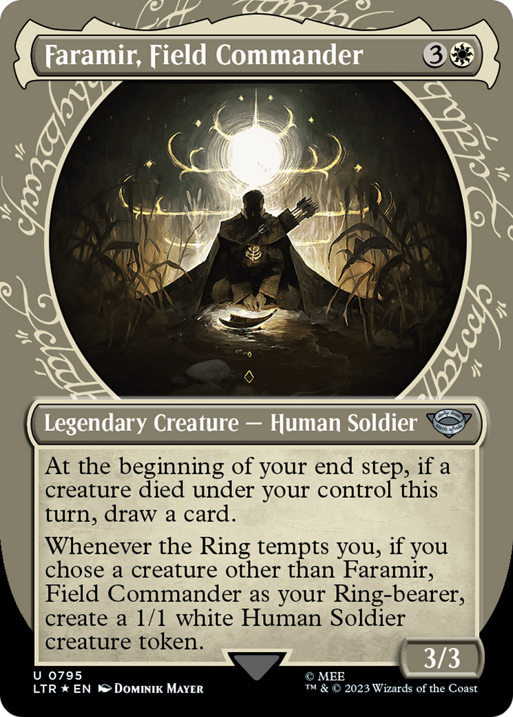 Faramir, Field Commander (Surge Foil) (LTR-795) [The Lord of the Rings: Tales of Middle-earth] (Showcase) (Borderless) Foil MTG Single Wizards of the Coast