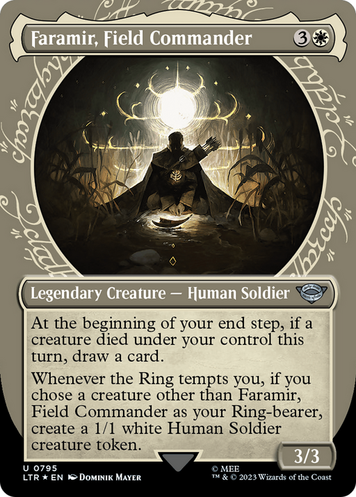 Faramir, Field Commander (Surge Foil) (LTR-795) [The Lord of the Rings: Tales of Middle-earth] (Showcase) (Borderless) Foil MTG Single Wizards of the Coast