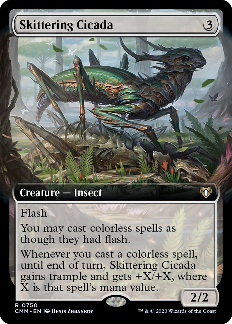 Skittering Cicada (CMM-750) [Commander Masters] (Extended Art) MTG Single Wizards of the Coast