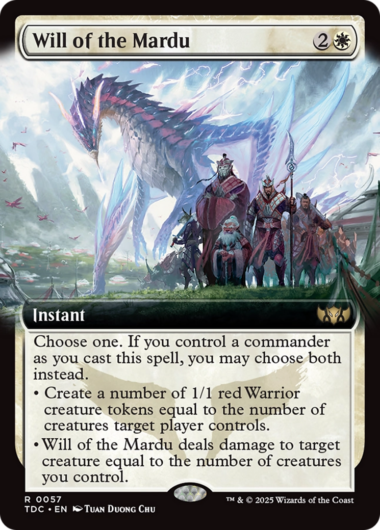 Will of the Mardu (Extended Art) (TDC-057) [Commander: Tarkir: Dragonstorm]: (Extended Art) MTG Single Wizards of the Coast