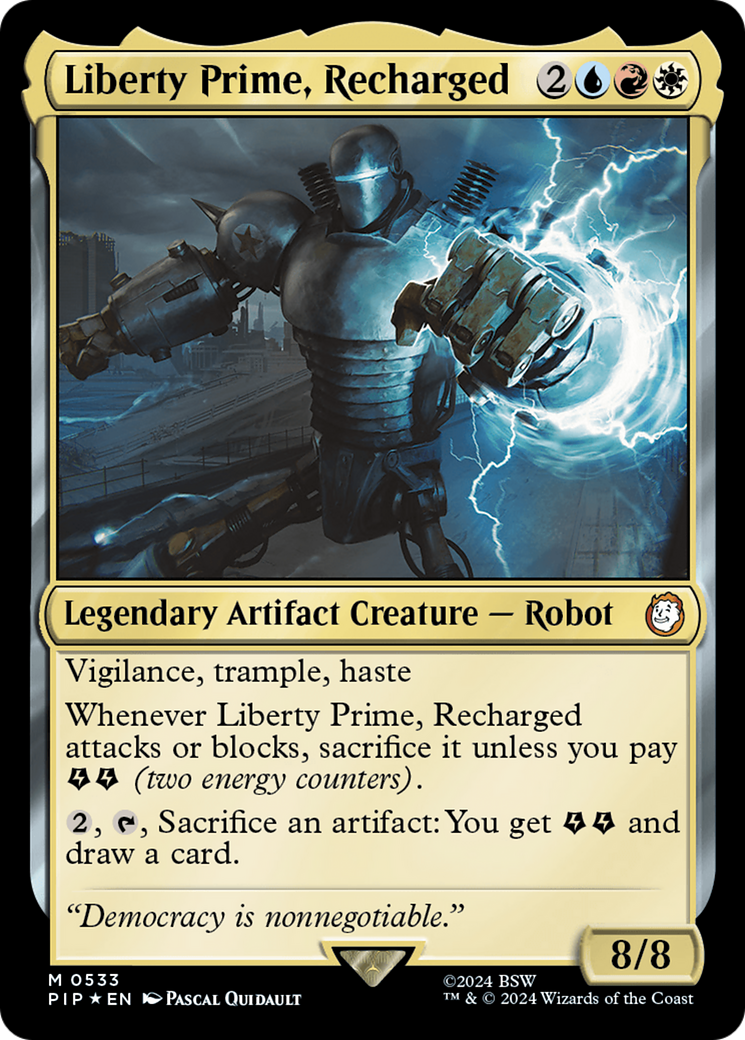 Liberty Prime, Recharged (Surge Foil) (PIP-533) [Fallout] Foil MTG Single Wizards of the Coast