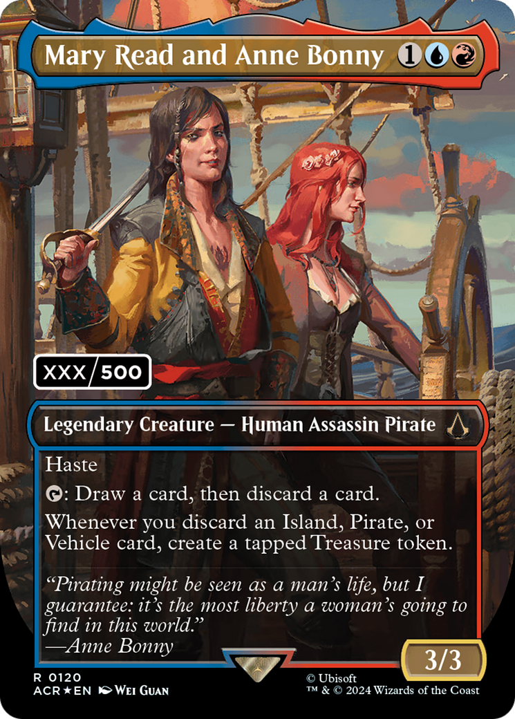 Mary Read and Anne Bonny (English) (Serial Numbered) (ACR-120) [Assassin's Creed] (Borderless) Foil MTG Single Wizards of the Coast