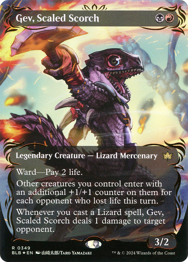 Gev, Scaled Scorch (Raised Foil) (BLB-349) [Bloomburrow] (Showcase) (Borderless) Foil MTG Single Wizards of the Coast