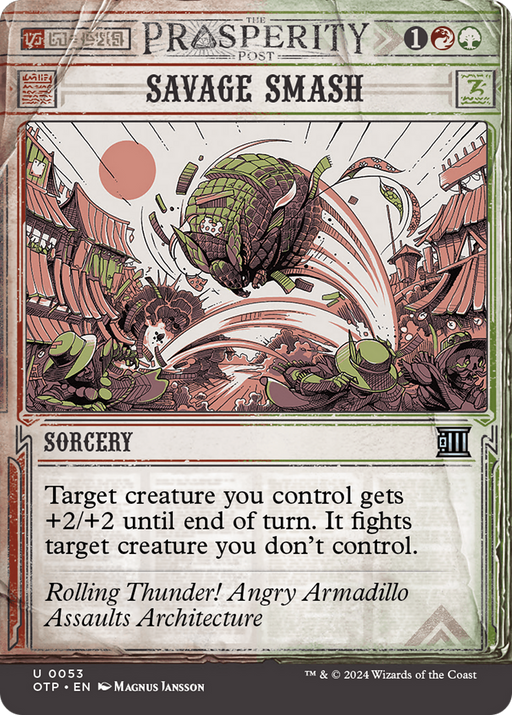 Savage Smash (OTP-053) [Breaking News] (Showcase) (Borderless) MTG Single Wizards of the Coast