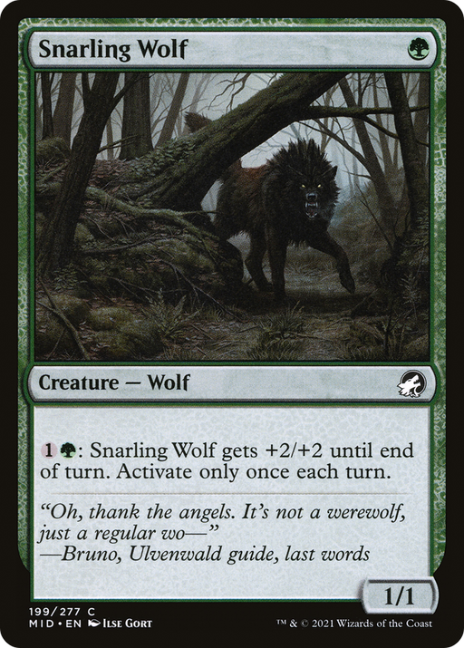 Snarling Wolf (MID-199) [Innistrad: Midnight Hunt] MTG Single Wizards of the Coast