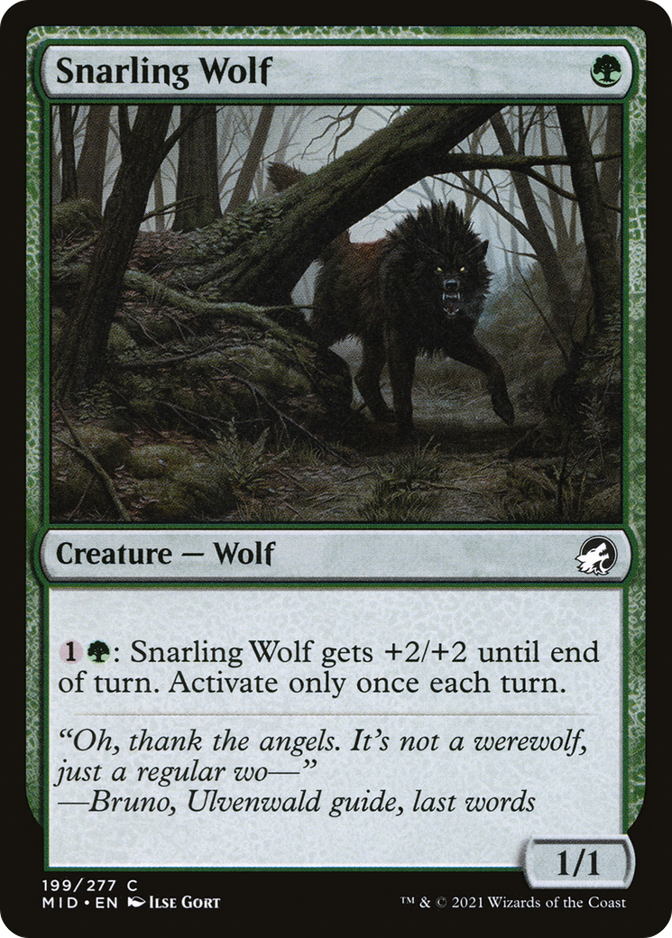Snarling Wolf (MID-199) [Innistrad: Midnight Hunt] Foil MTG Single Wizards of the Coast
