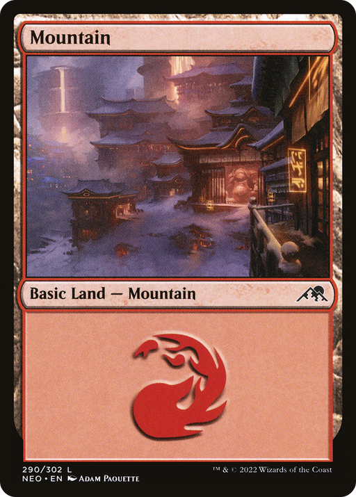 Mountain (NEO-290) [Kamigawa: Neon Dynasty] Foil MTG Single Wizards of the Coast