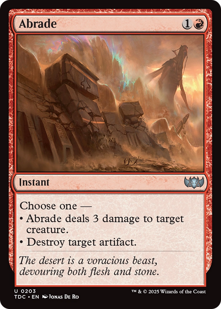 Abrade (TDC-203) [Commander: Tarkir: Dragonstorm] MTG Single Wizards of the Coast