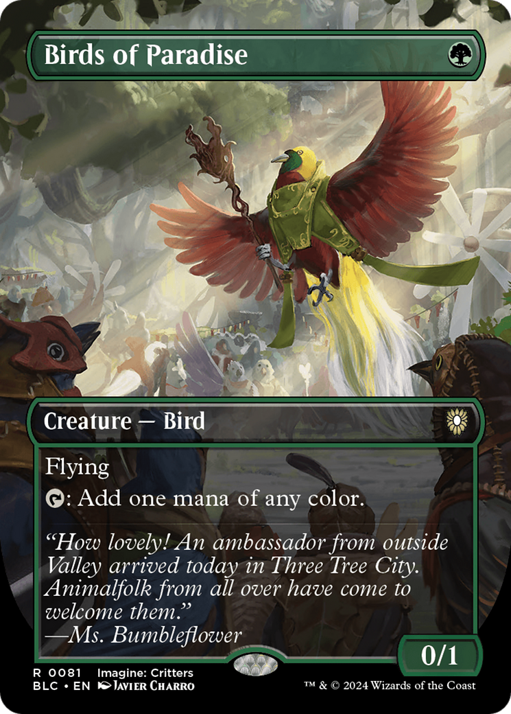 Birds of Paradise (BLC-081) [Bloomburrow Commander] (Borderless) Foil MTG Single Wizards of the Coast