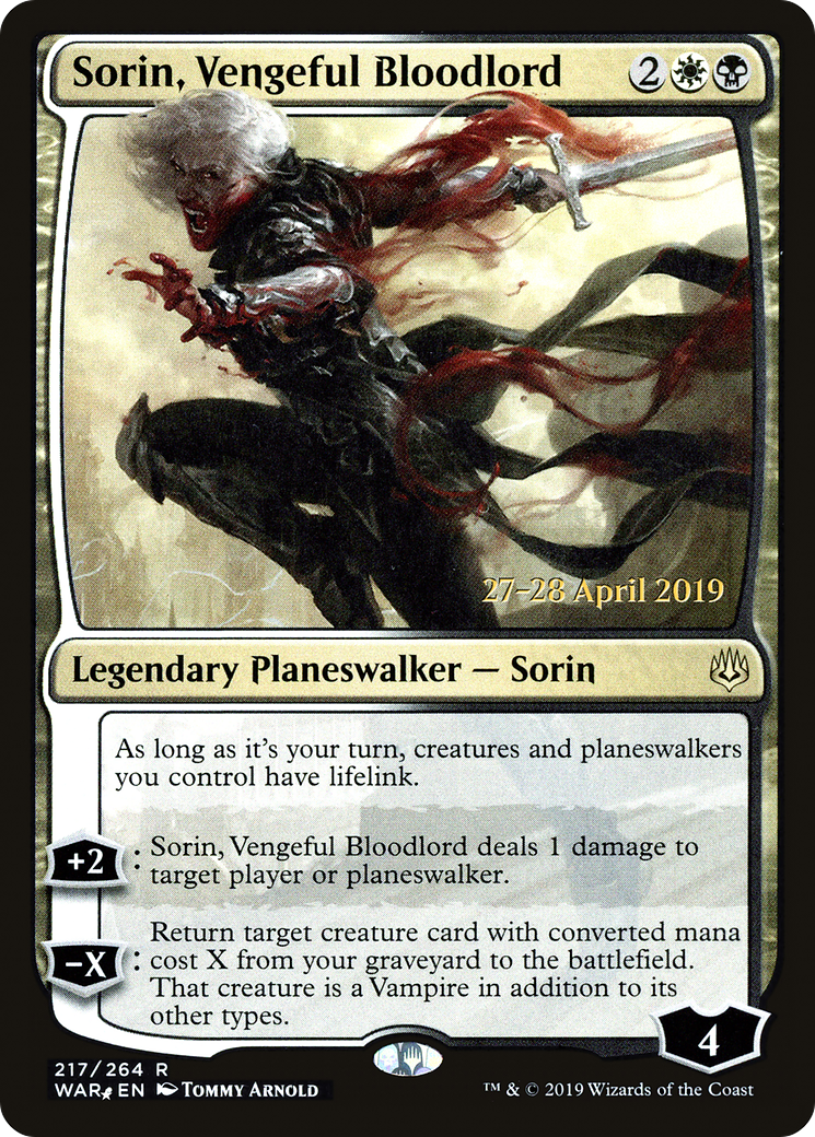 Sorin, Vengeful Bloodlord (PRE-217) [War of the Spark Promos] Foil MTG Single Wizards of the Coast