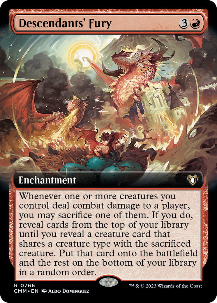 Descendants' Fury (CMM-766) [Commander Masters] (Extended Art) Foil MTG Single Wizards of the Coast