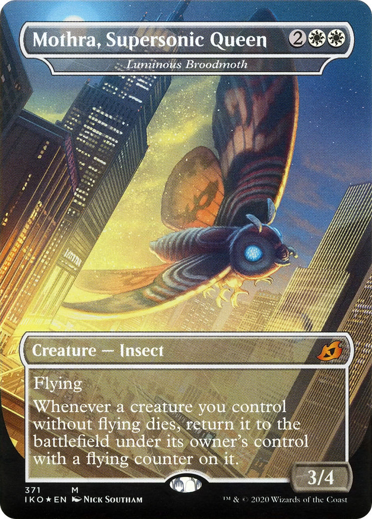 Mothra, Supersonic Queen - Luminous Broodmoth (IKO-371) [Ikoria: Lair of Behemoths] (Borderless) Foil MTG Single Wizards of the Coast