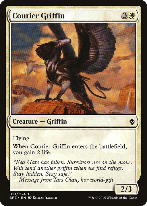 Courier Griffin (BFZ-021) [Battle for Zendikar] MTG Single Wizards of the Coast