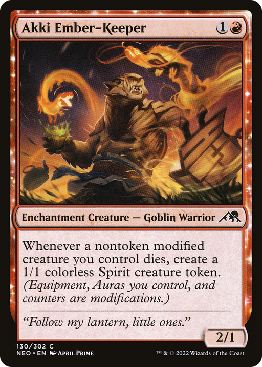 Akki Ember-Keeper (NEO-130) [Kamigawa: Neon Dynasty] MTG Single Wizards of the Coast